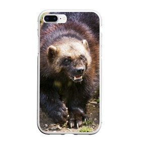 Чехол для iPhone 7Plus/8 Plus матовый с принтом Росомаха в Кировске, Силикон | Область печати: задняя сторона чехла, без боковых панелей | животные | лес | медведи | охота | природа | туризм