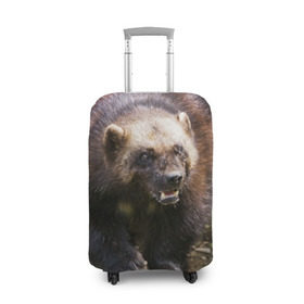 Чехол для чемодана 3D с принтом Росомаха в Кировске, 86% полиэфир, 14% спандекс | двустороннее нанесение принта, прорези для ручек и колес | животные | лес | медведи | охота | природа | туризм