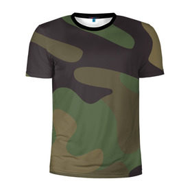 Мужская футболка 3D спортивная с принтом Камуфляж (хаки) в Кировске, 100% полиэстер с улучшенными характеристиками | приталенный силуэт, круглая горловина, широкие плечи, сужается к линии бедра | camouflage | камуфляж | хаки