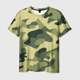Мужская футболка 3D с принтом Зелёный камуфляж в Кировске, 100% полиэфир | прямой крой, круглый вырез горловины, длина до линии бедер | camouflage | green camouflage | зеленый камуфляж | камуфляж