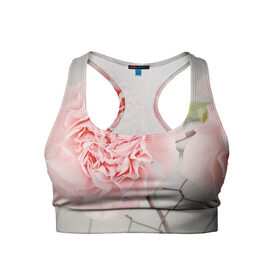 Женский спортивный топ 3D с принтом Розовый цветок в Кировске, 82% полиэстер, 18% спандекс Ткань безопасна для здоровья, позволяет коже дышать, не мнется и не растягивается |  | женская | природа | растения | розовый | цветок | цветы