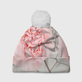 Шапка 3D c помпоном с принтом Розовый цветок в Кировске, 100% полиэстер | универсальный размер, печать по всей поверхности изделия | женская | природа | растения | розовый | цветок | цветы