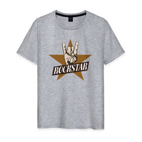 Мужская футболка хлопок с принтом Rockstar в Кировске, 100% хлопок | прямой крой, круглый вырез горловины, длина до линии бедер, слегка спущенное плечо. | rock | рок | рок звезда