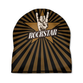 Шапка 3D с принтом Rockstar в Кировске, 100% полиэстер | универсальный размер, печать по всей поверхности изделия | hard | metal | music | rock | металл | музыка | рок | рок звезда