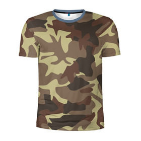 Мужская футболка 3D спортивная с принтом Коричневый камуфляж в Кировске, 100% полиэстер с улучшенными характеристиками | приталенный силуэт, круглая горловина, широкие плечи, сужается к линии бедра | camo | camouflage | камо | хаки