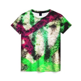 Женская футболка 3D с принтом Grunge color в Кировске, 100% полиэфир ( синтетическое хлопкоподобное полотно) | прямой крой, круглый вырез горловины, длина до линии бедер | граффити | стена