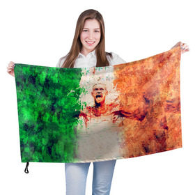Флаг 3D с принтом Конор Макгрегор 1 в Кировске, 100% полиэстер | плотность ткани — 95 г/м2, размер — 67 х 109 см. Принт наносится с одной стороны | макгрегор
