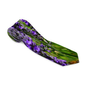Галстук 3D с принтом Лаванда в Кировске, 100% полиэстер | Длина 148 см; Плотность 150-180 г/м2 | зеленый | зелень | лаванда | лето | поле | природа | синий | цветы