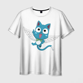 Мужская футболка 3D с принтом Хеппи в Кировске, 100% полиэфир | прямой крой, круглый вырез горловины, длина до линии бедер | Тематика изображения на принте: fairy tail | хеппи