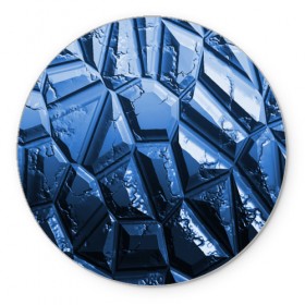 Коврик круглый с принтом Каменная кладка синяя в Кировске, резина и полиэстер | круглая форма, изображение наносится на всю лицевую часть | камень | синий | текстура