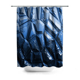Штора 3D для ванной с принтом Каменная кладка синяя в Кировске, 100% полиэстер | плотность материала — 100 г/м2. Стандартный размер — 146 см х 180 см. По верхнему краю — пластиковые люверсы для креплений. В комплекте 10 пластиковых колец | камень | синий | текстура