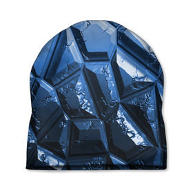 Шапка 3D с принтом Каменная кладка синяя в Кировске, 100% полиэстер | универсальный размер, печать по всей поверхности изделия | камень | синий | текстура