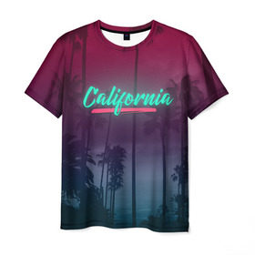 Мужская футболка 3D с принтом California в Кировске, 100% полиэфир | прямой крой, круглый вырез горловины, длина до линии бедер | Тематика изображения на принте: america | california | city | state | sun. summer | америка | город | калифорния | лето | солнце | штат
