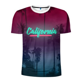 Мужская футболка 3D спортивная с принтом California в Кировске, 100% полиэстер с улучшенными характеристиками | приталенный силуэт, круглая горловина, широкие плечи, сужается к линии бедра | america | california | city | state | sun. summer | америка | город | калифорния | лето | солнце | штат