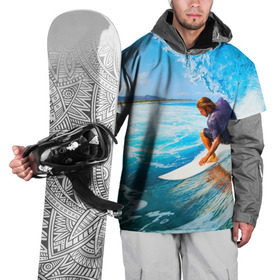 Накидка на куртку 3D с принтом Лето в Кировске, 100% полиэстер |  | берег | волна | лето | море | отдых | серфинг