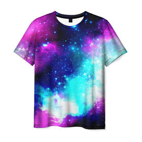Мужская футболка 3D с принтом Космические краски в Кировске, 100% полиэфир | прямой крой, круглый вырез горловины, длина до линии бедер | star | звезды | яркие