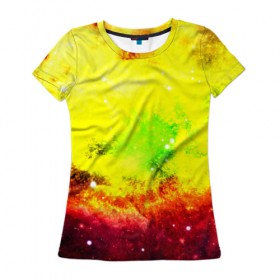 Женская футболка 3D с принтом Космический взрыв в Кировске, 100% полиэфир ( синтетическое хлопкоподобное полотно) | прямой крой, круглый вырез горловины, длина до линии бедер | вселенная | галактика | звезды