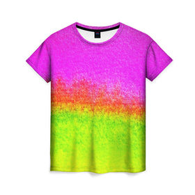 Женская футболка 3D с принтом color в Кировске, 100% полиэфир ( синтетическое хлопкоподобное полотно) | прямой крой, круглый вырез горловины, длина до линии бедер | кислотный | яркий