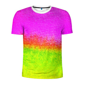 Мужская футболка 3D спортивная с принтом color в Кировске, 100% полиэстер с улучшенными характеристиками | приталенный силуэт, круглая горловина, широкие плечи, сужается к линии бедра | кислотный | яркий