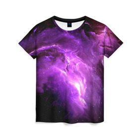 Женская футболка 3D с принтом cosmos в Кировске, 100% полиэфир ( синтетическое хлопкоподобное полотно) | прямой крой, круглый вырез горловины, длина до линии бедер | вселенная | галактика | звезды