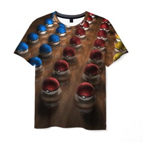 Мужская футболка 3D с принтом Wood в Кировске, 100% полиэфир | прямой крой, круглый вырез горловины, длина до линии бедер | bulbasaur | pikachu | pokemon | squirtle | бальбазар | пикачу | покемон | сквиртл