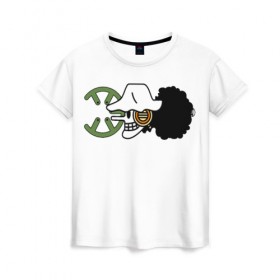 Женская футболка 3D с принтом Флаг Усоппа в Кировске, 100% полиэфир ( синтетическое хлопкоподобное полотно) | прямой крой, круглый вырез горловины, длина до линии бедер | усопп