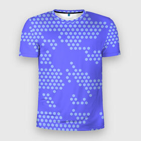 Мужская футболка 3D спортивная с принтом Кибер камуфляж 7 в Кировске, 100% полиэстер с улучшенными характеристиками | приталенный силуэт, круглая горловина, широкие плечи, сужается к линии бедра | пиксели | сиреневый | точки