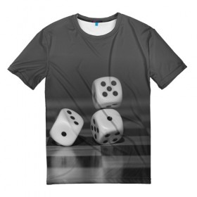 Мужская футболка 3D с принтом Игральные кости в Кировске, 100% полиэфир | прямой крой, круглый вырез горловины, длина до линии бедер | кубик