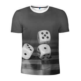 Мужская футболка 3D спортивная с принтом Игральные кости в Кировске, 100% полиэстер с улучшенными характеристиками | приталенный силуэт, круглая горловина, широкие плечи, сужается к линии бедра | Тематика изображения на принте: кубик