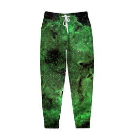 Мужские брюки 3D с принтом Зеленый Космос в Кировске, 100% полиэстер | манжеты по низу, эластичный пояс регулируется шнурком, по бокам два кармана без застежек, внутренняя часть кармана из мелкой сетки | вселенная | галактика | звезды