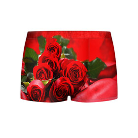 Мужские трусы 3D с принтом Розы в Кировске, 50% хлопок, 50% полиэстер | классическая посадка, на поясе мягкая тканевая резинка | букет | красная | лепесток | разноцветная | роза | цветок