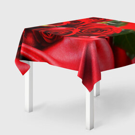 Скатерть 3D с принтом Розы в Кировске, 100% полиэстер (ткань не мнется и не растягивается) | Размер: 150*150 см | букет | красная | лепесток | разноцветная | роза | цветок