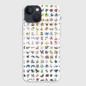 Чехол для iPhone 13 mini с принтом Wall в Кировске,  |  | bulbasaur | pikachu | pokemon | squirtle | бальбазар | пикачу | покемон | сквиртл