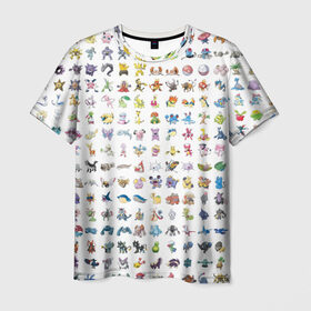 Мужская футболка 3D с принтом Wall в Кировске, 100% полиэфир | прямой крой, круглый вырез горловины, длина до линии бедер | bulbasaur | pikachu | pokemon | squirtle | бальбазар | пикачу | покемон | сквиртл
