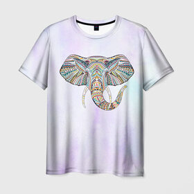 Мужская футболка 3D с принтом Слон в Кировске, 100% полиэфир | прямой крой, круглый вырез горловины, длина до линии бедер | слон