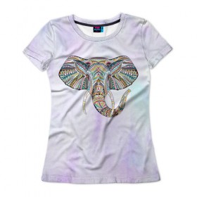 Женская футболка 3D с принтом Слон в Кировске, 100% полиэфир ( синтетическое хлопкоподобное полотно) | прямой крой, круглый вырез горловины, длина до линии бедер | слон