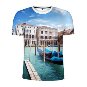 Мужская футболка 3D спортивная с принтом Италия (Венеция) в Кировске, 100% полиэстер с улучшенными характеристиками | приталенный силуэт, круглая горловина, широкие плечи, сужается к линии бедра | europe | italy | venice | венеция | вода | европа | ес | италия | каникулы | лодки | отдых | отпуск | солнце | туризм