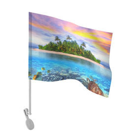 Флаг для автомобиля с принтом Мальдивы в Кировске, 100% полиэстер | Размер: 30*21 см | загар | каникулы | мальдивские острова | мальдивы | отдых | отпуск | пляж | приключения | солнце | туризм