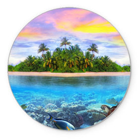 Коврик круглый с принтом Мальдивы в Кировске, резина и полиэстер | круглая форма, изображение наносится на всю лицевую часть | загар | каникулы | мальдивские острова | мальдивы | отдых | отпуск | пляж | приключения | солнце | туризм