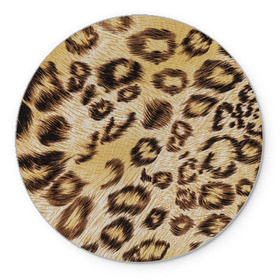Коврик круглый с принтом Леопардовая ткань в Кировске, резина и полиэстер | круглая форма, изображение наносится на всю лицевую часть | гепард | гламур | леопард | мода | пятна | роскошь | ткань | точки | шерсть