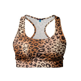 Женский спортивный топ 3D с принтом Леопардовая шкура в Кировске, 82% полиэстер, 18% спандекс Ткань безопасна для здоровья, позволяет коже дышать, не мнется и не растягивается |  | гепард | гламур | леопард | мода | роскошь | шерсть