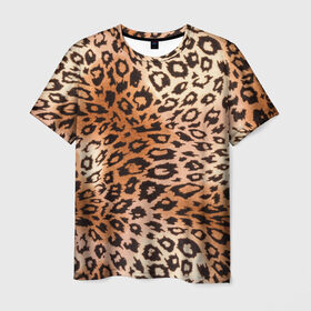 Мужская футболка 3D с принтом Леопардовая шкура в Кировске, 100% полиэфир | прямой крой, круглый вырез горловины, длина до линии бедер | Тематика изображения на принте: гепард | гламур | леопард | мода | роскошь | шерсть