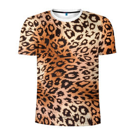 Мужская футболка 3D спортивная с принтом Леопардовая шкура в Кировске, 100% полиэстер с улучшенными характеристиками | приталенный силуэт, круглая горловина, широкие плечи, сужается к линии бедра | гепард | гламур | леопард | мода | роскошь | шерсть