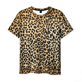 Мужская футболка 3D с принтом Гепард (шкура) в Кировске, 100% полиэфир | прямой крой, круглый вырез горловины, длина до линии бедер | гепард | гламур | леопард | мода | пятна | роскошь | ткань | точки | шерсть