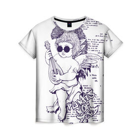 Женская футболка 3D с принтом Нежный ангел в Кировске, 100% полиэфир ( синтетическое хлопкоподобное полотно) | прямой крой, круглый вырез горловины, длина до линии бедер | ангел | граффити | музыка | новинки | популярное | хиппи
