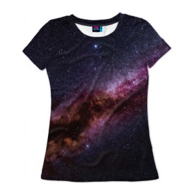 Женская футболка 3D с принтом Млечный путь в Кировске, 100% полиэфир ( синтетическое хлопкоподобное полотно) | прямой крой, круглый вырез горловины, длина до линии бедер | вселенная | галактика | звёзды | космическое пространство | космос | созвездие