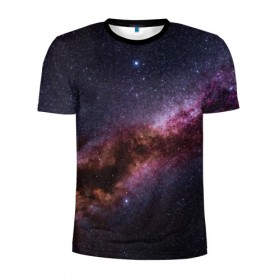 Мужская футболка 3D спортивная с принтом Млечный путь в Кировске, 100% полиэстер с улучшенными характеристиками | приталенный силуэт, круглая горловина, широкие плечи, сужается к линии бедра | вселенная | галактика | звёзды | космическое пространство | космос | созвездие