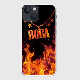 Чехол для iPhone 13 mini с принтом Вова в Кировске,  |  | black background | chain | fire | name | stars | vova | вова | звезды | имя | огонь | цепь | черный фон