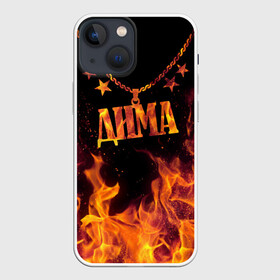 Чехол для iPhone 13 mini с принтом Дима в Кировске,  |  | black background | chain | dima | fire | name | stars | дима | звезды | имя | огонь | цепь | черный фон