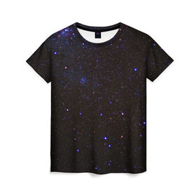 Женская футболка 3D с принтом Космос в Кировске, 100% полиэфир ( синтетическое хлопкоподобное полотно) | прямой крой, круглый вырез горловины, длина до линии бедер | вселенная | галактика | звезды | космос | млечный путь | ночь | планеты